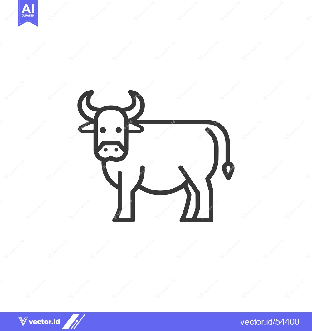 Premium Vector of Line Art Illustration of a Standing Bull