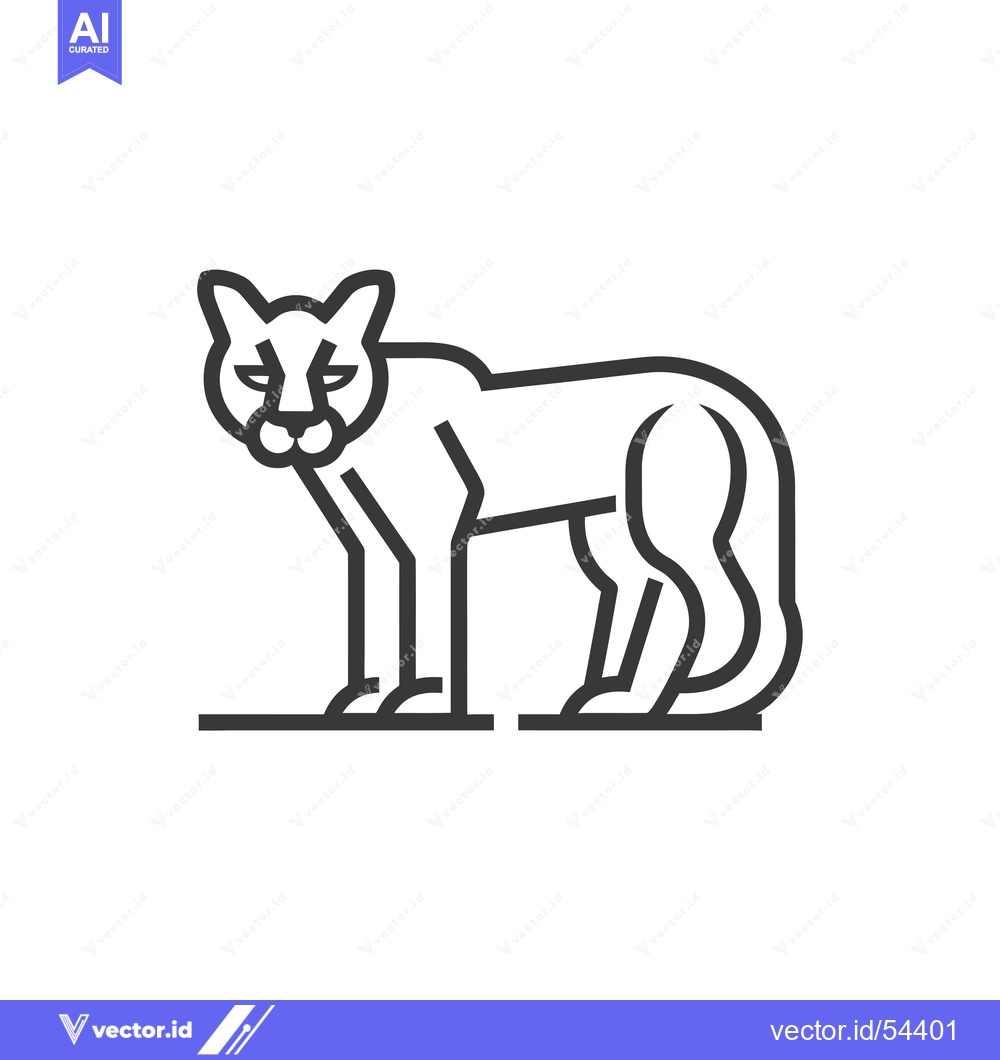 Premium Vector dari Line Art Illustration of a Standing Cougar