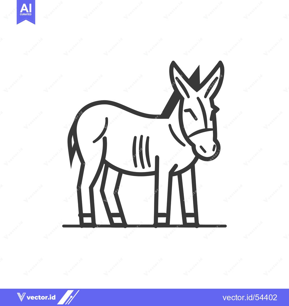 Premium Vector dari Line Art Illustration of a Standing Donkey