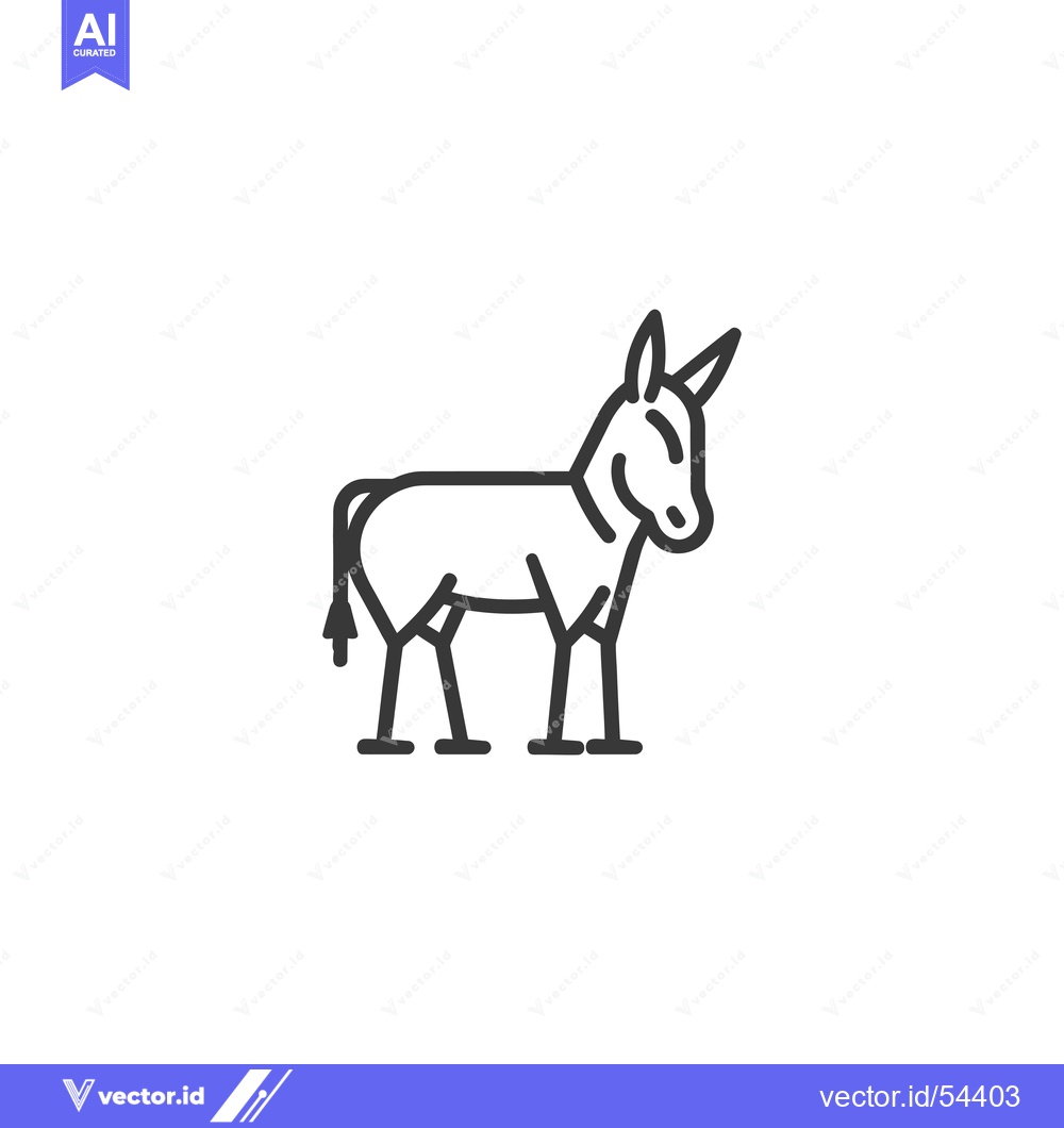 Premium Vector of Line Art Illustration of a Standing Donkey