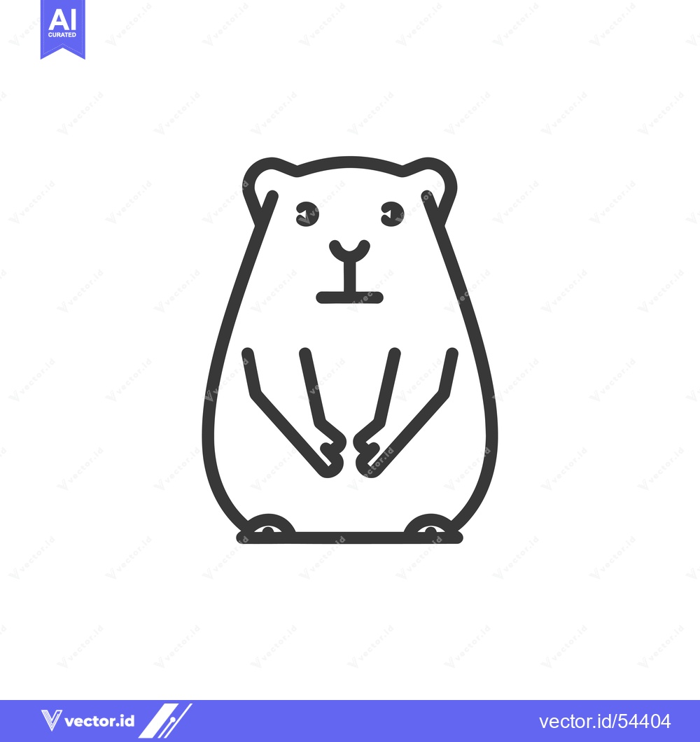 Premium Vector of Line Art Illustration of a Standing Groundhog