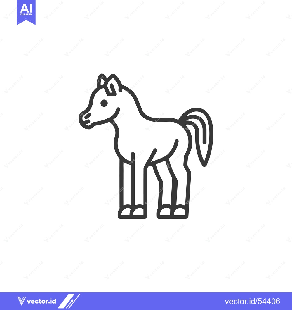 Premium Vector of Line art illustration of a standing horse
