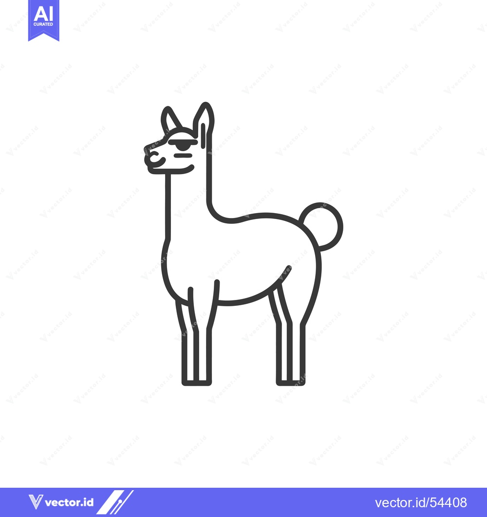 Premium Vector dari Line Art Illustration of a Standing Llama