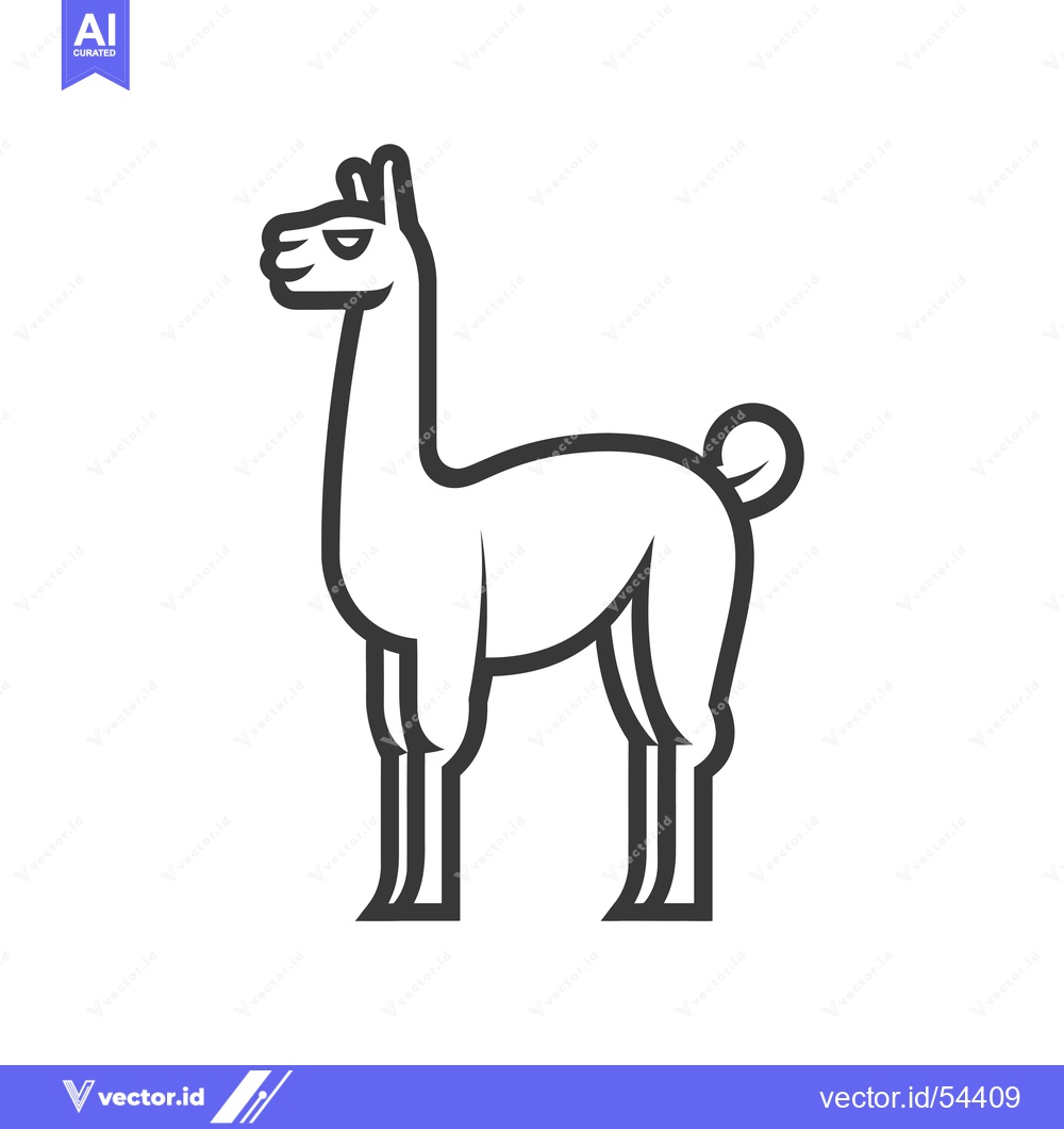 Premium Vector dari Line Art Illustration of a Standing Llama