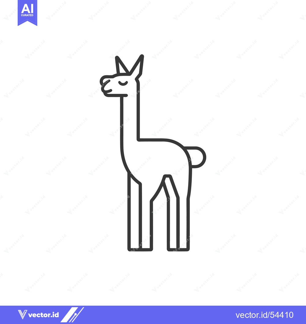 Premium Vector of Line art illustration of a standing llama