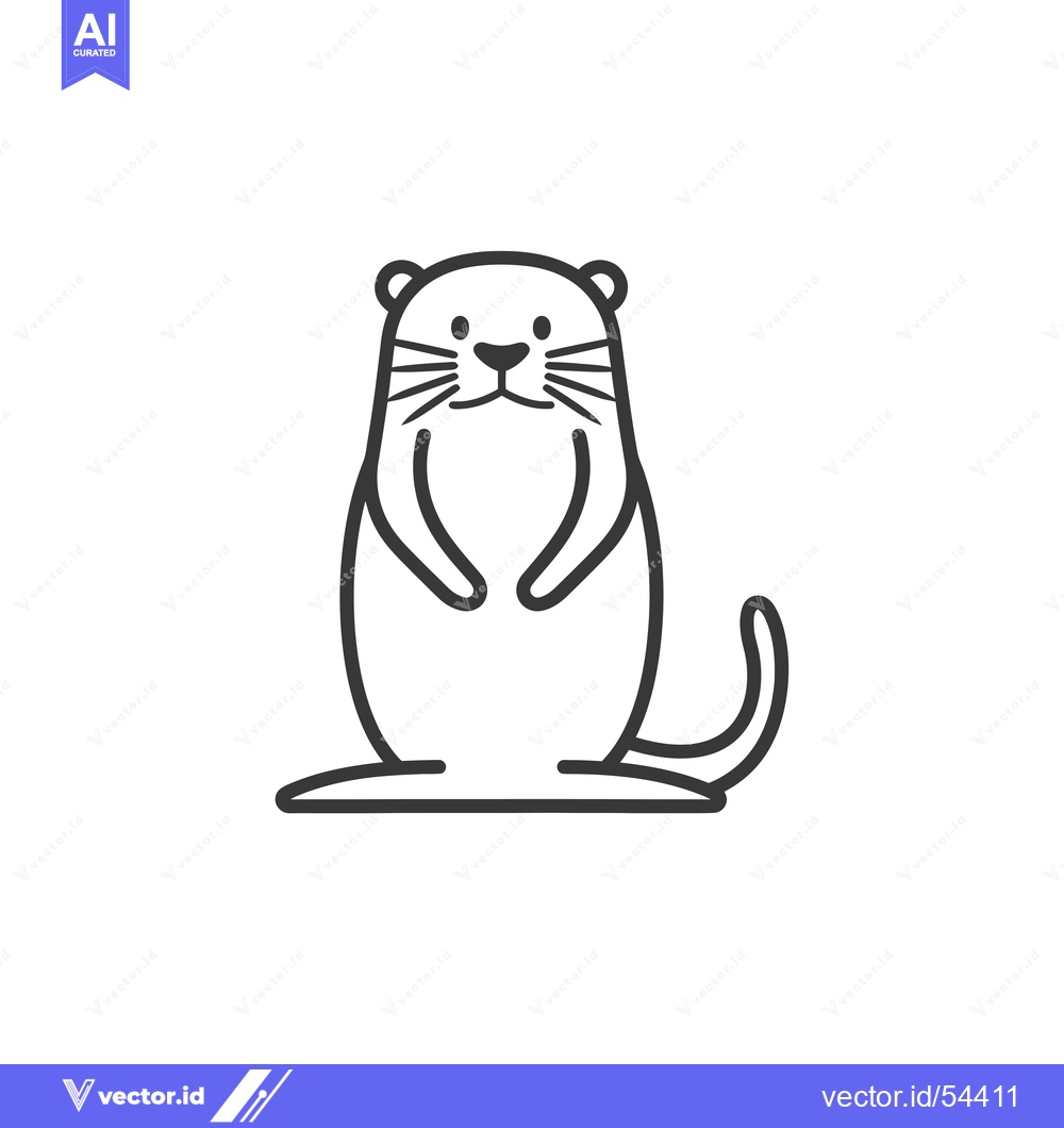 Premium Vector of Line Art Illustration of a Standing Otter