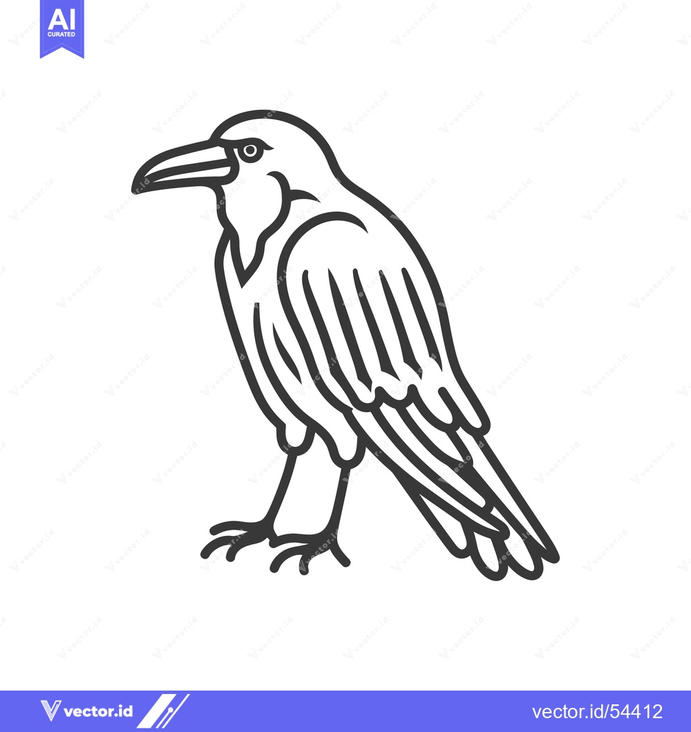 Premium Vector dari Line Art Illustration of a Standing Raven