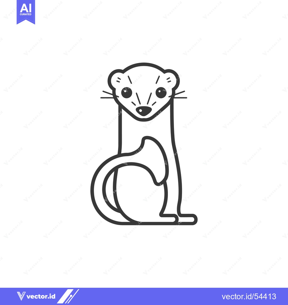 Premium Vector dari Line Art Illustration of a Standing Weasel