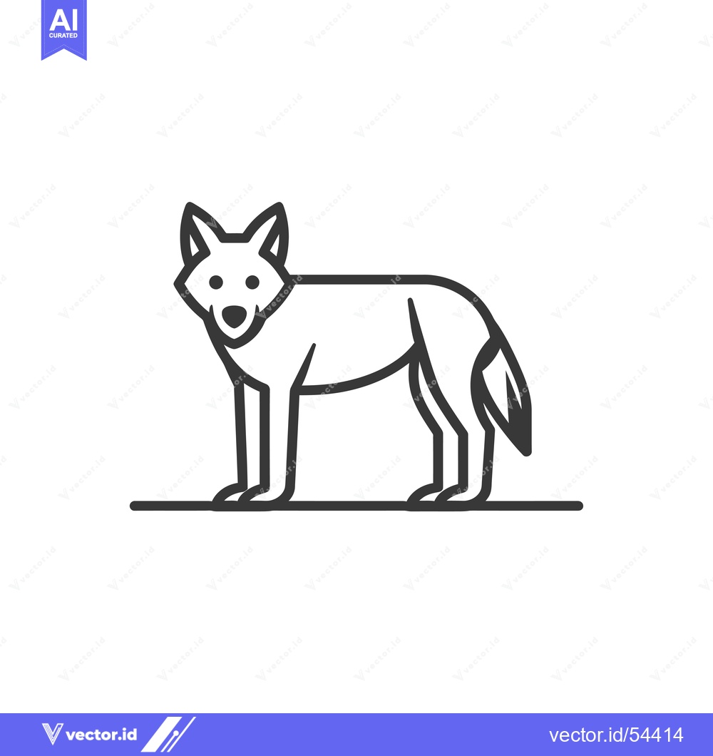Premium Vector of Line Art Illustration of a Standing Wolf