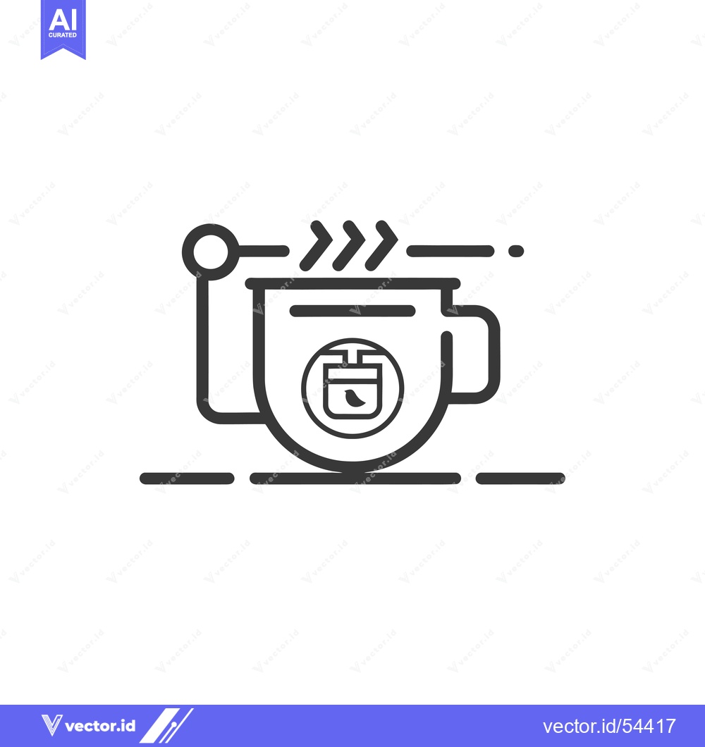Premium Vector dari Line Art Illustration of a Steaming Cup of Coffee with a Coffee Bean I