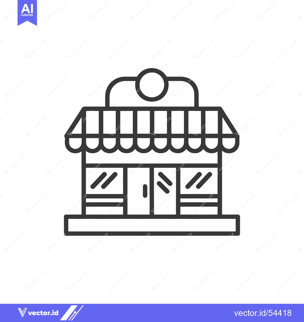 Premium Vector of Line Art Illustration of a Store Building with an Awning