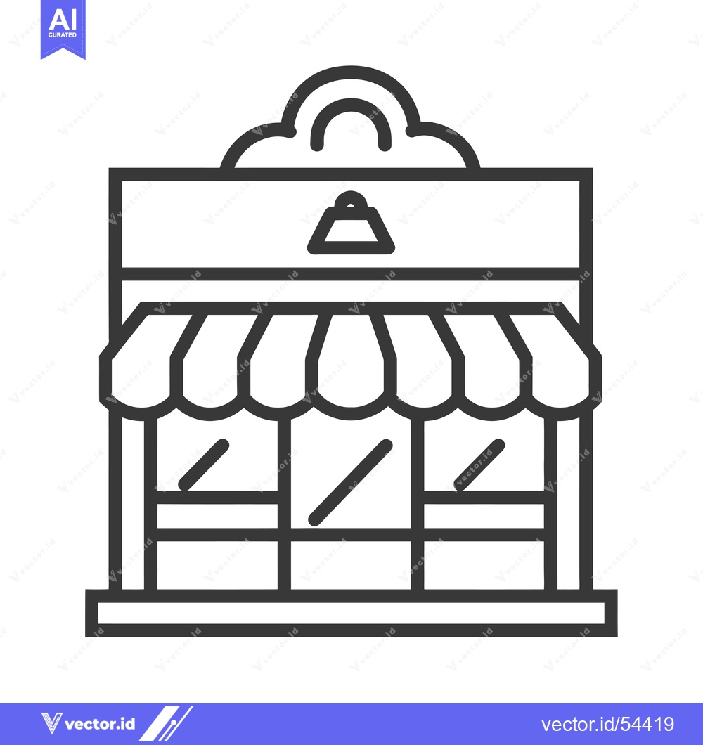 Premium Vector of Line Art Illustration of a Store Building with an Awning