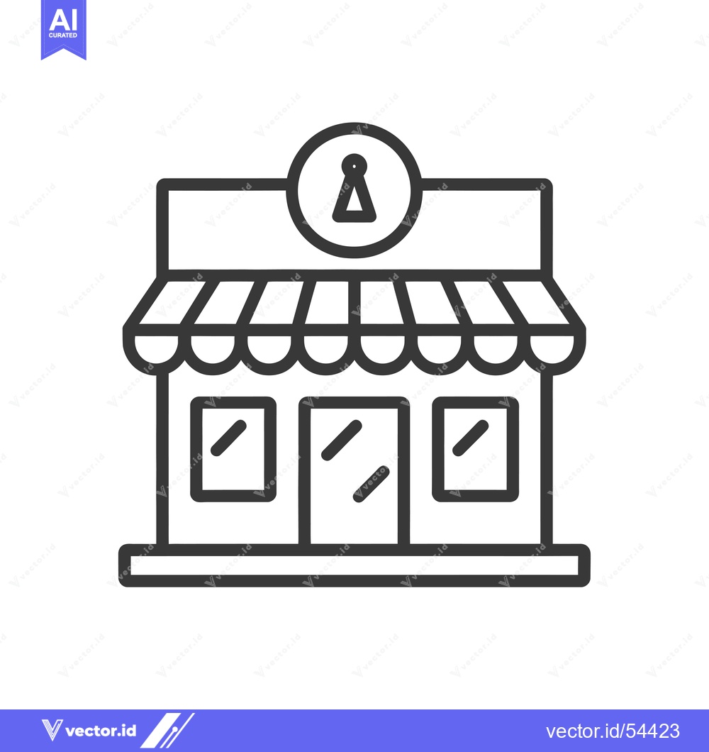 Premium Vector dari Line Art Illustration of a Storefront with an Awning