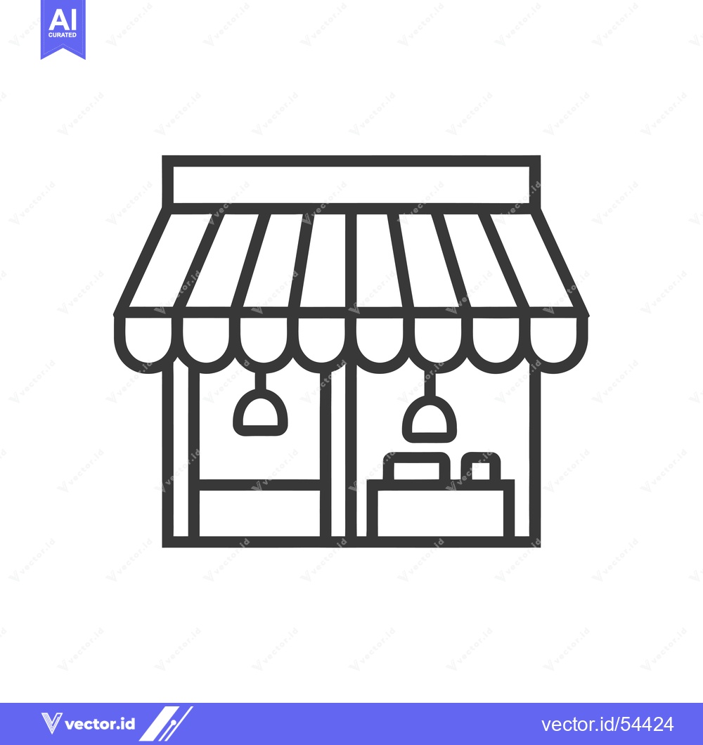 Premium Vector dari Line art illustration of a storefront with an awning