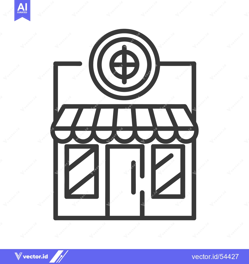 Premium Vector dari Line art illustration of a storefront with a target symbol above it