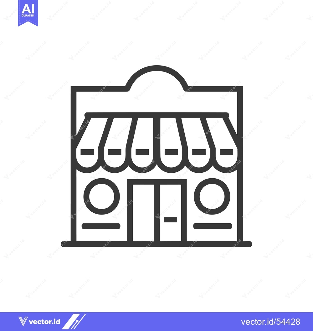 Premium Vector dari Line art illustration of a storefront with awning