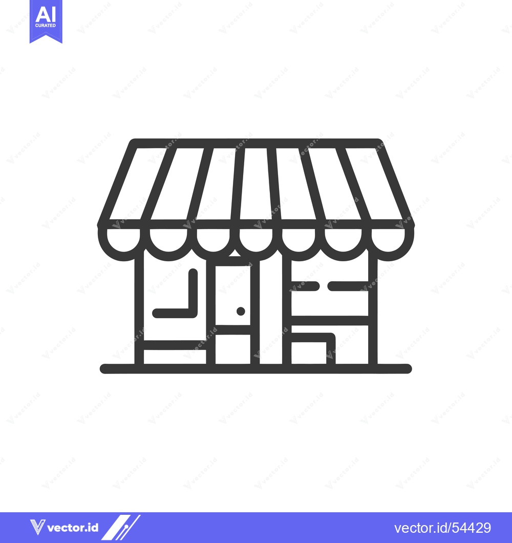 Premium Vector of Line art illustration of a storefront with awning