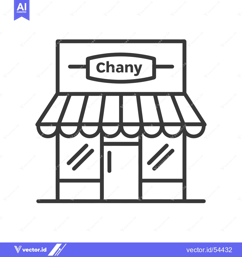 Premium Vector dari Line Art Illustration of a Storefront with "Chany" Sign