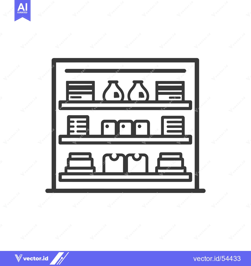Premium Vector of Line art illustration of a store shelf with products