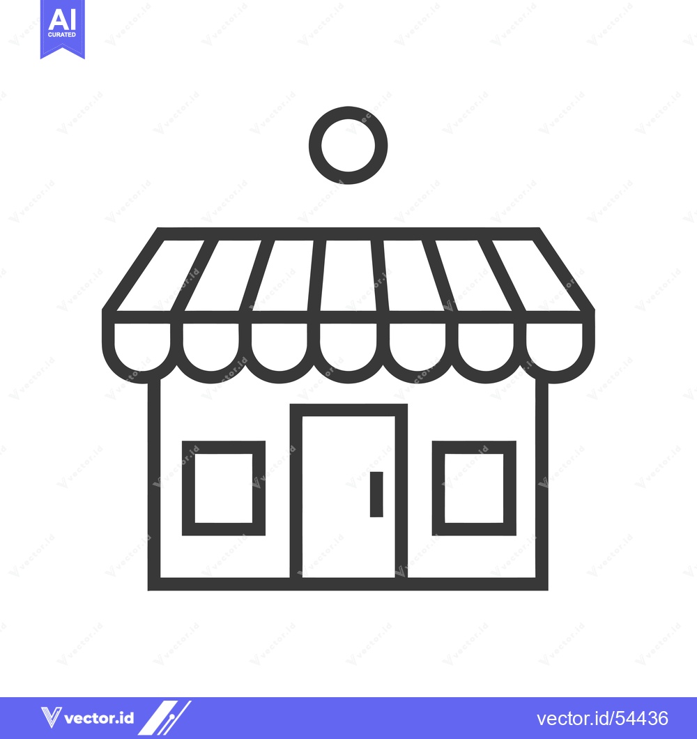 Premium Vector of Line Art Illustration of a Store with an Awning