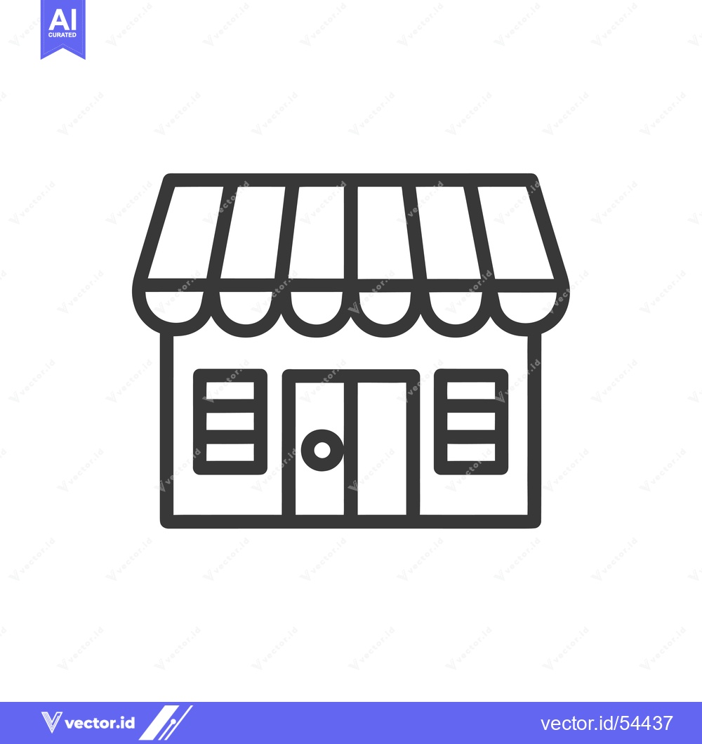 Premium Vector dari Line Art Illustration of a Store with a Striped Awning