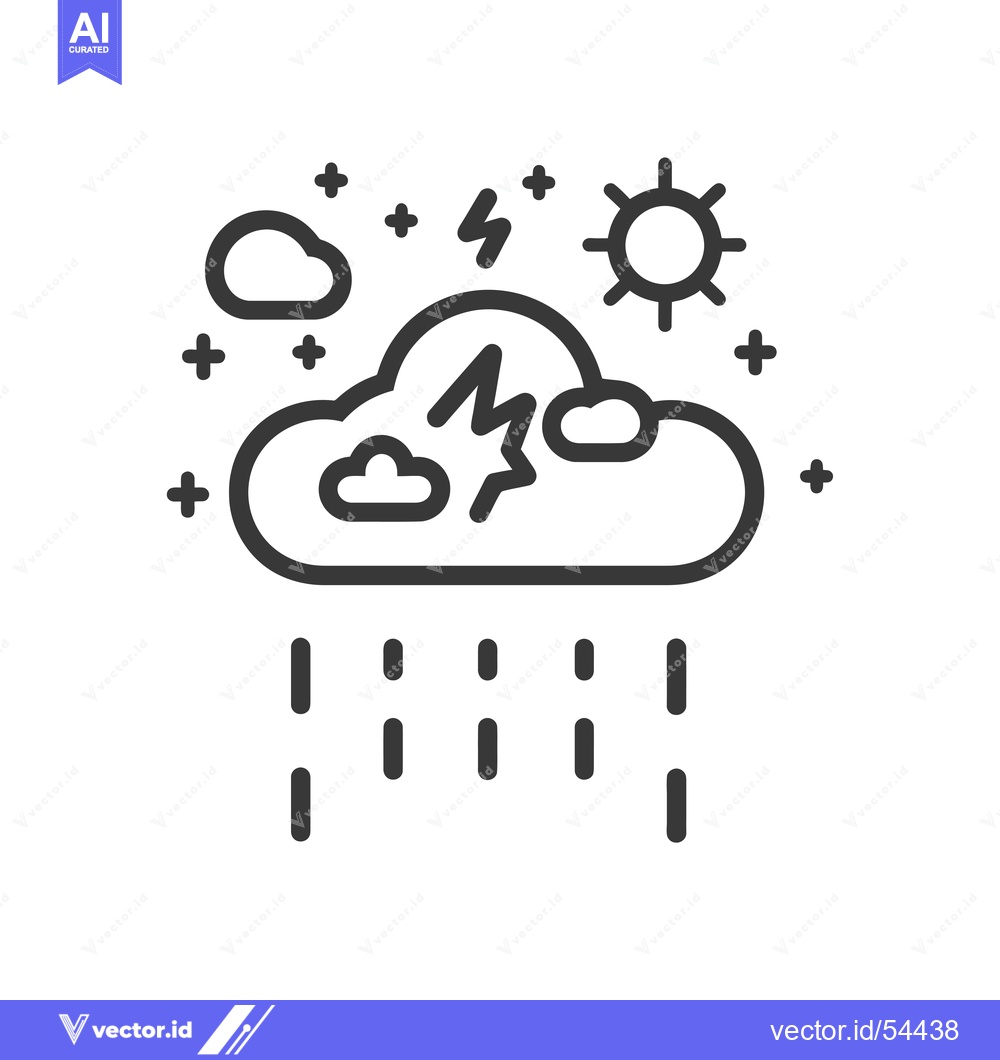 Premium Vector of Line art illustration of a stormy cloud with rain