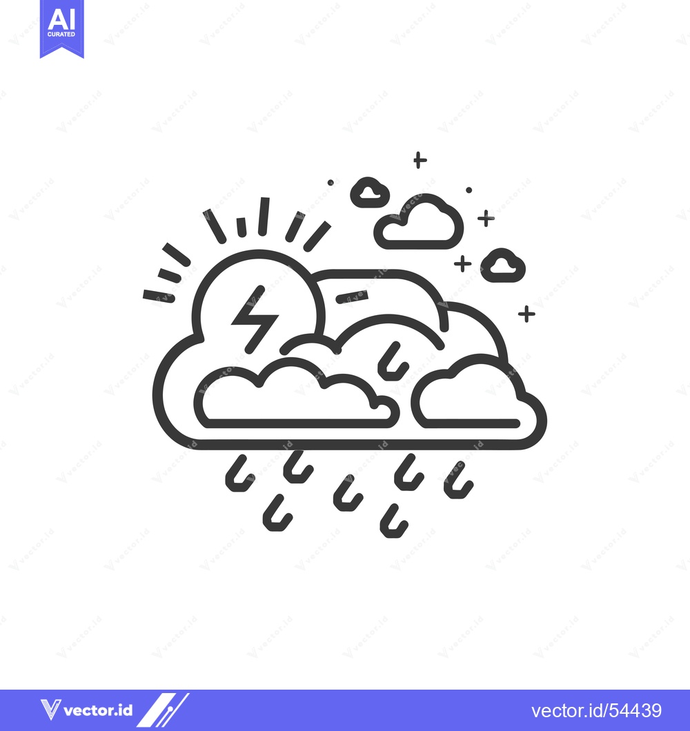 Premium Vector dari Line Art Illustration of a Stormy Sun and Rain