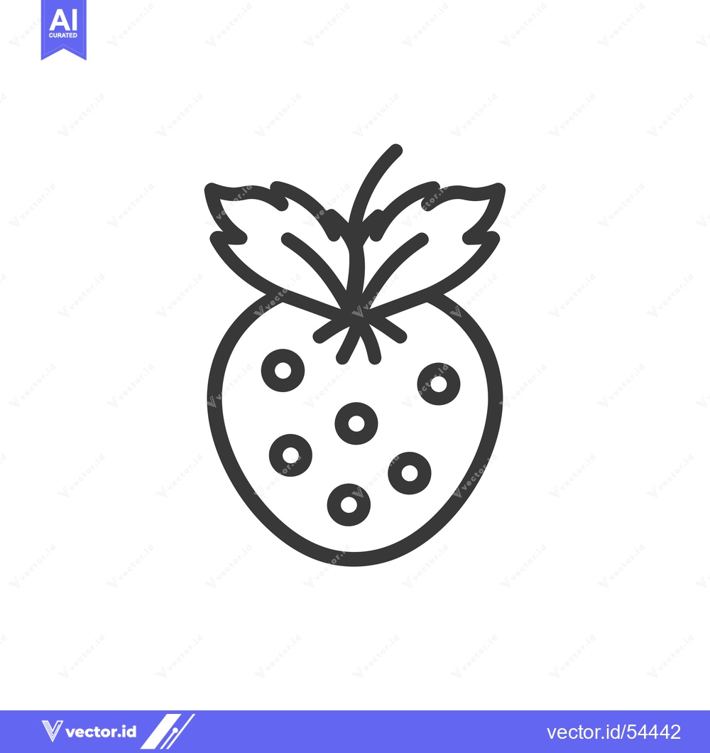 Premium Vector dari Line Art Illustration of a Strawberry