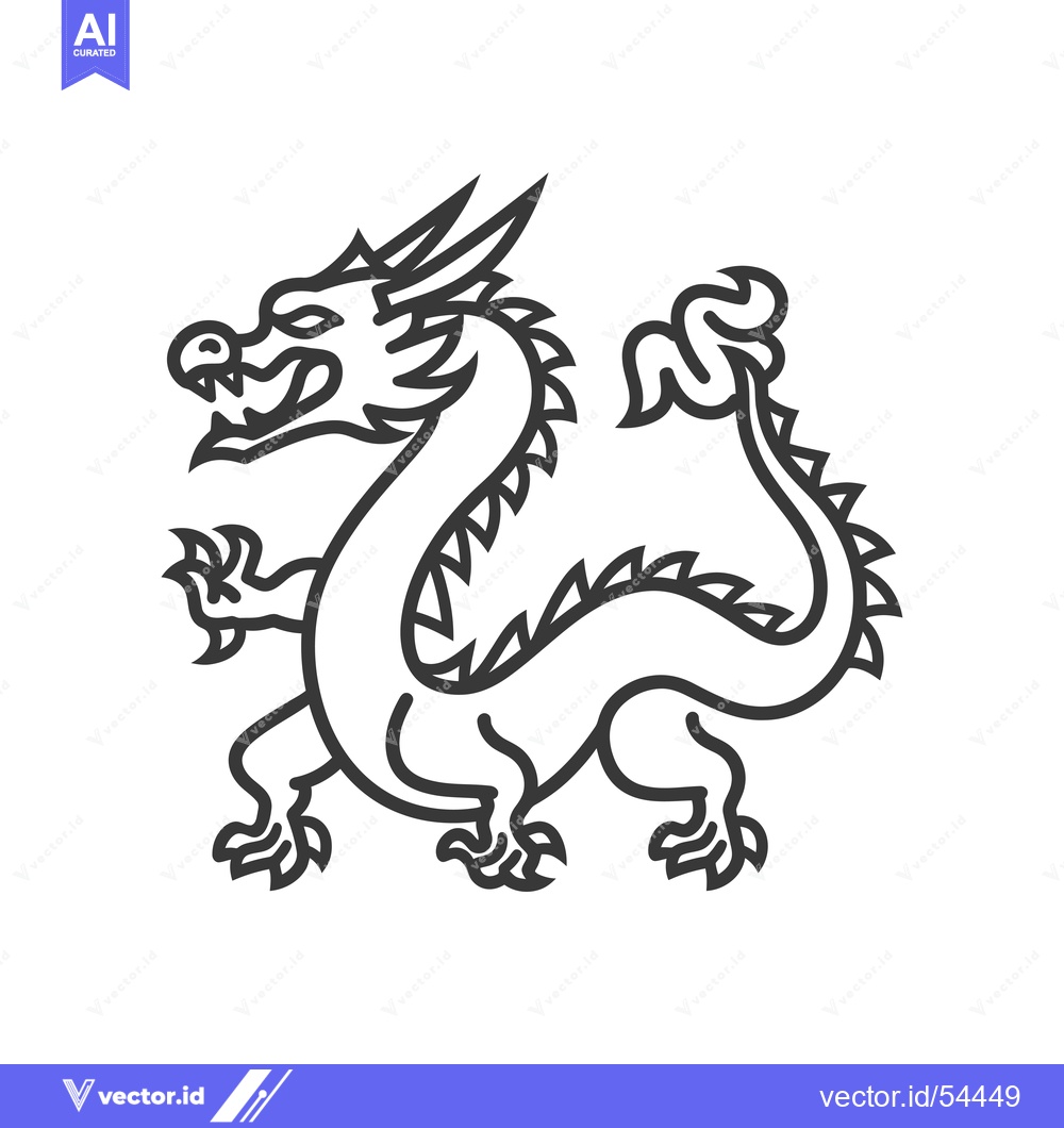 Premium Vector of Line art illustration of a stylized Chinese dragon