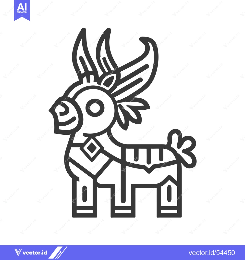 Premium Vector dari Line Art Illustration of a Stylized Deer with Ornamental Details