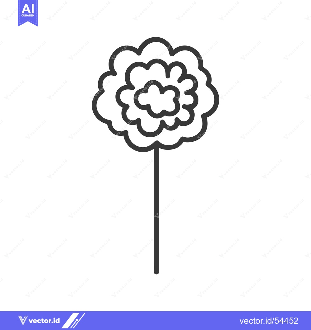 Premium Vector dari Line art illustration of a stylized flower with a stem