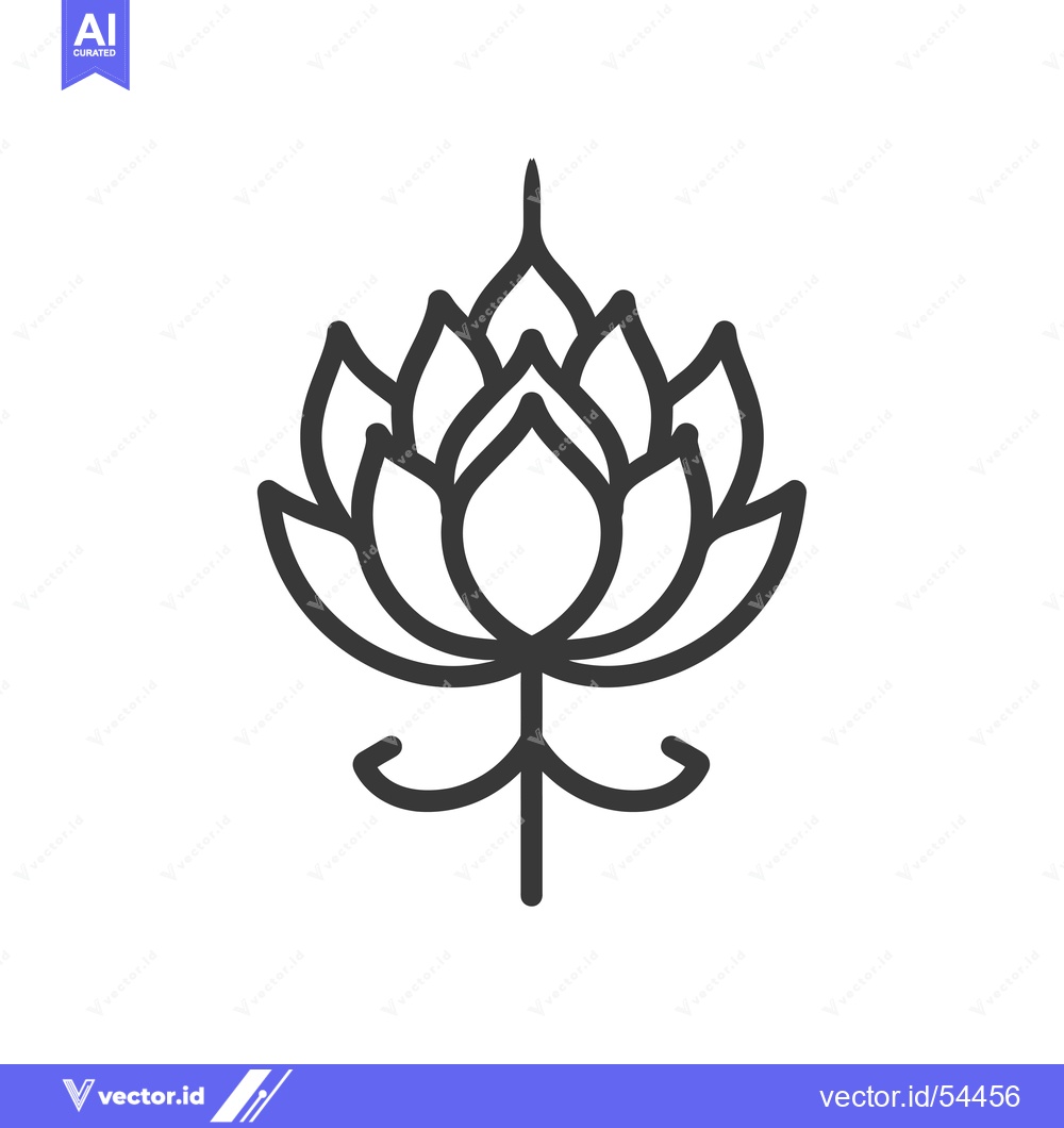 Premium Vector dari Line art illustration of a stylized lotus flower