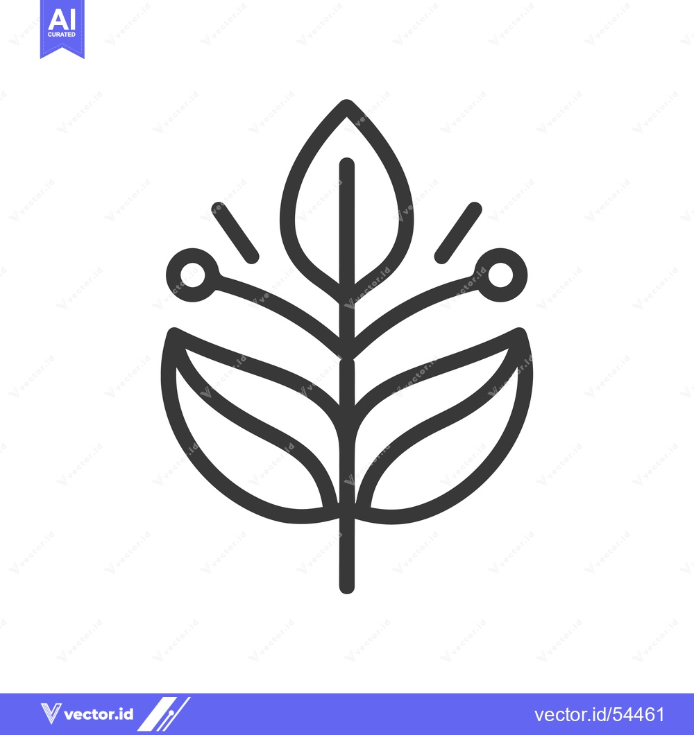 Premium Vector dari Line art illustration of a stylized plant with leaves and berries