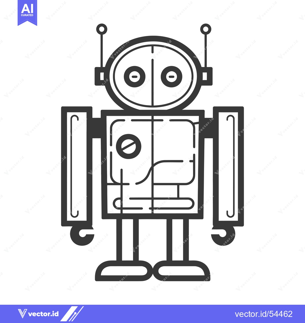 Premium Vector of Line art illustration of a stylized robot with antennas