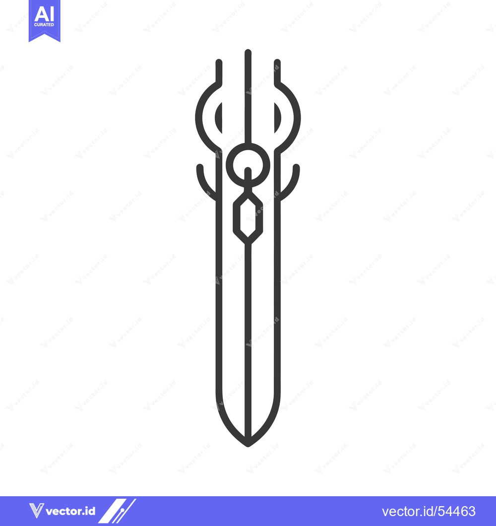 Premium Vector dari Line Art Illustration of a Stylized Sword with Geometric Details
