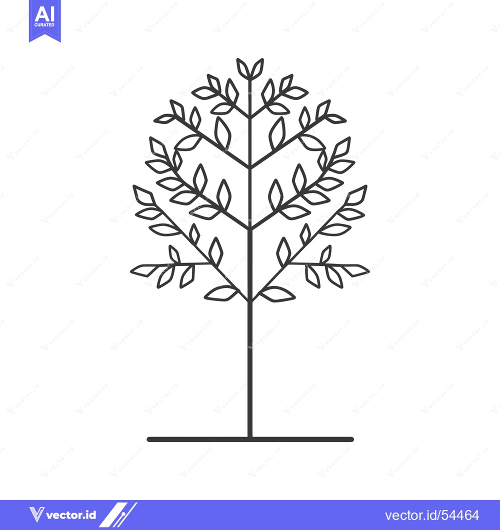 Premium Vector dari Line art illustration of a stylized tree with leaves