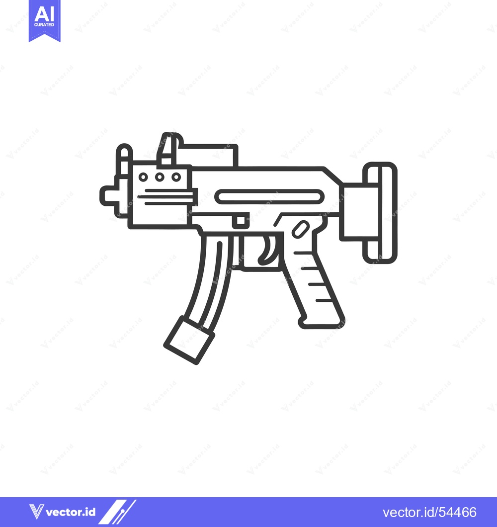 Premium Vector dari Line art illustration of a submachine gun