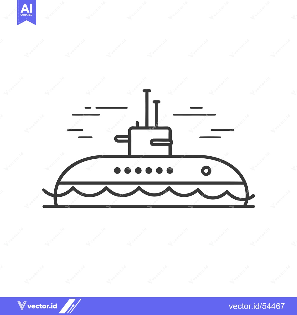 Premium Vector dari Line Art Illustration of a Submarine in Water