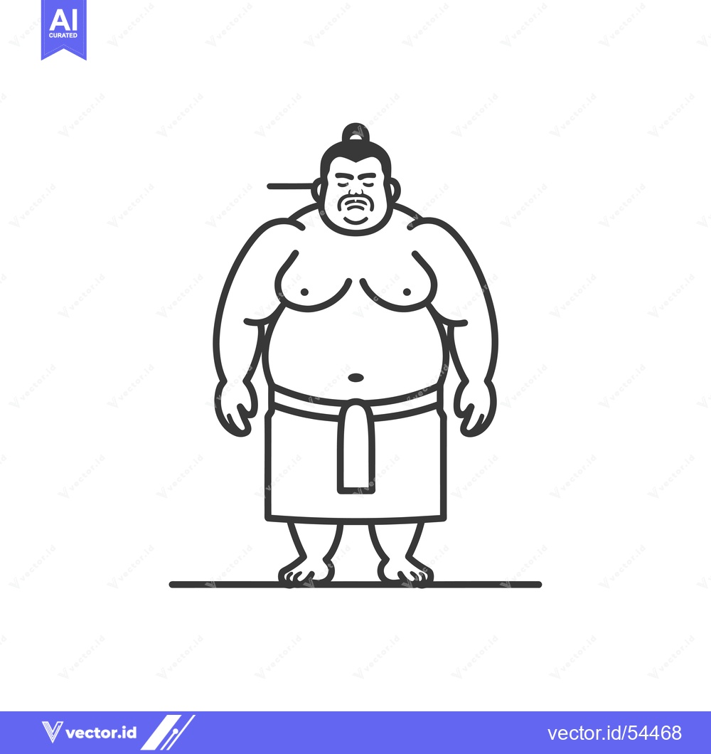 Premium Vector of Line Art Illustration of a Sumo Wrestler