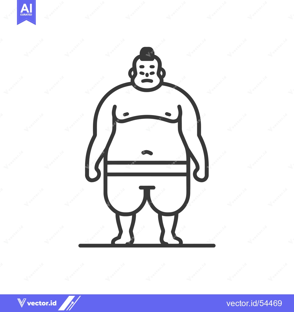 Premium Vector of Line Art Illustration of a Sumo Wrestler