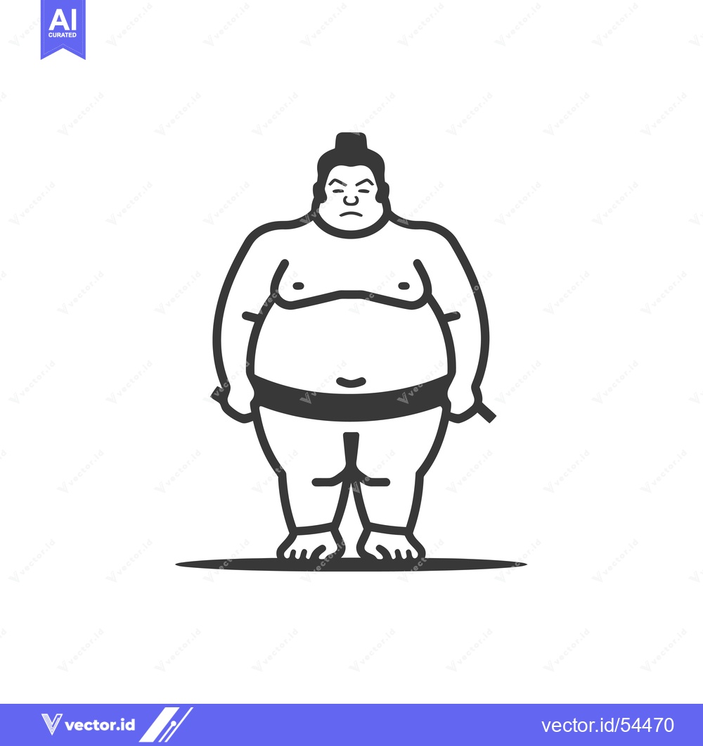 Premium Vector of Line Art Illustration of a Sumo Wrestler