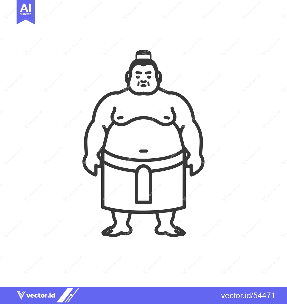 Premium Vector dari Line Art Illustration of a Sumo Wrestler