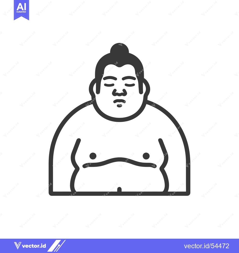Premium Vector dari Line Art Illustration of a Sumo Wrestler