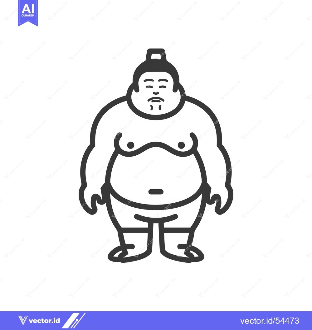 Premium Vector of Line art illustration of a sumo wrestler