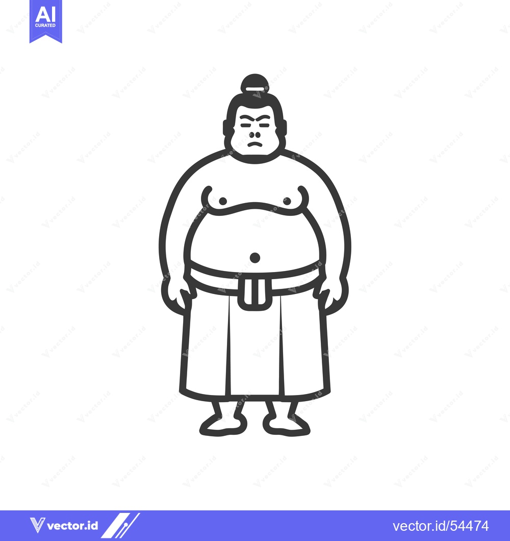 Premium Vector of Line Art Illustration of a Sumo Wrestler