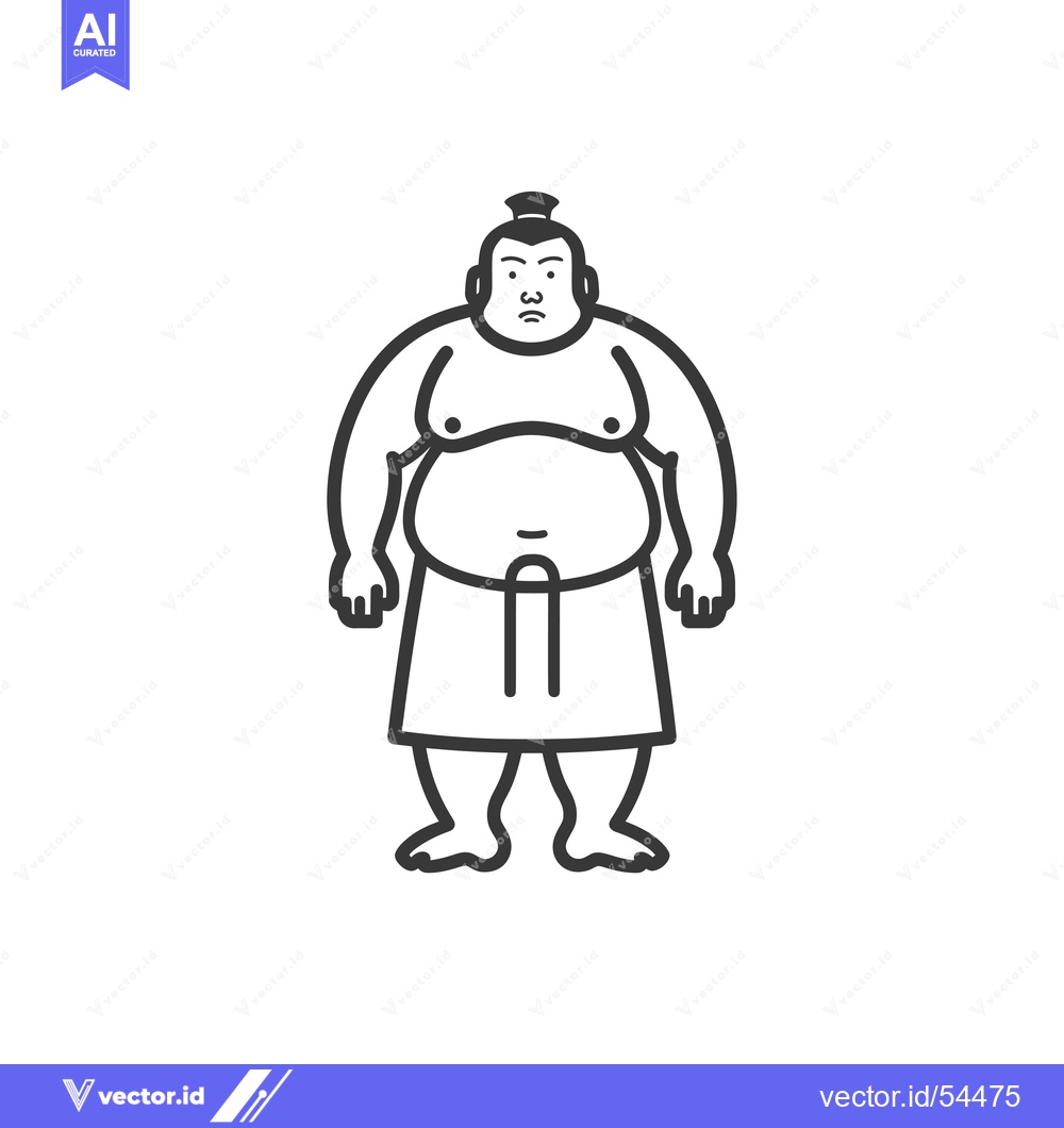 Premium Vector dari Line Art Illustration of a Sumo Wrestler