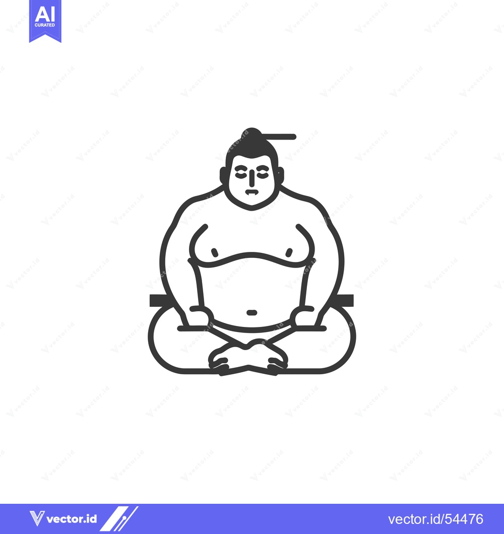 Premium Vector of Line Art Illustration of a Sumo Wrestler in Seiza Position
