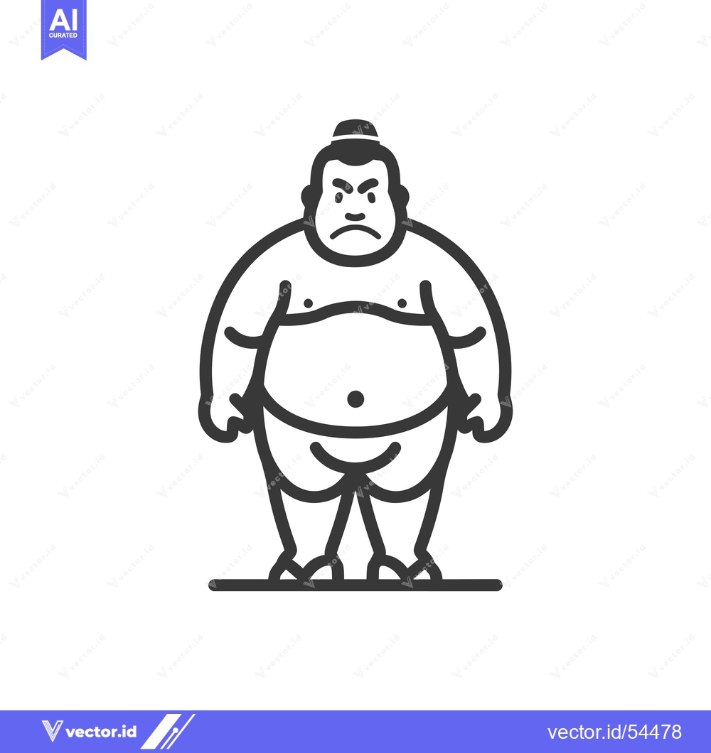 Premium Vector dari Line Art Illustration of a Sumo Wrestler with an Angry Expression