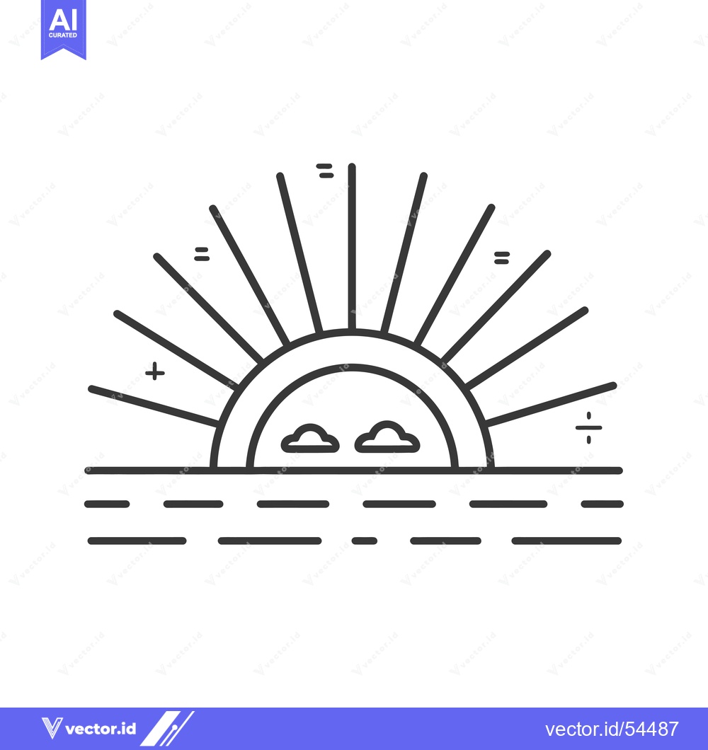 Premium Vector dari Line Art Illustration of a Sunrise Over Water