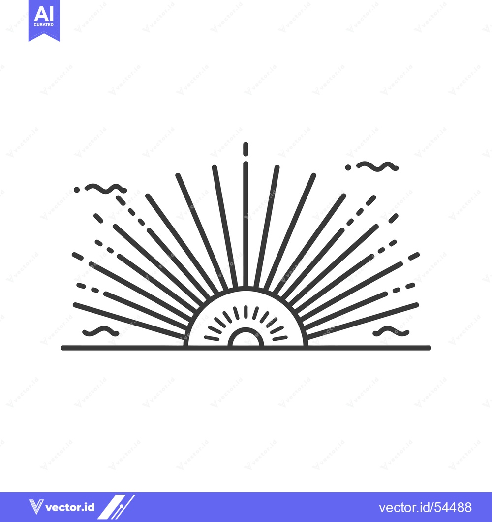 Premium Vector dari Line art illustration of a sunrise with rays